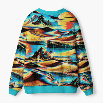 Soulisfree Glitch In The Desert Fuzzy Cardigan Sweater