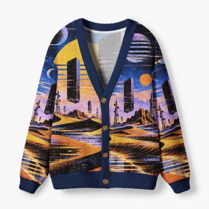 Soulisfree Cosmic Mirage Fuzzy Cardigan Sweater