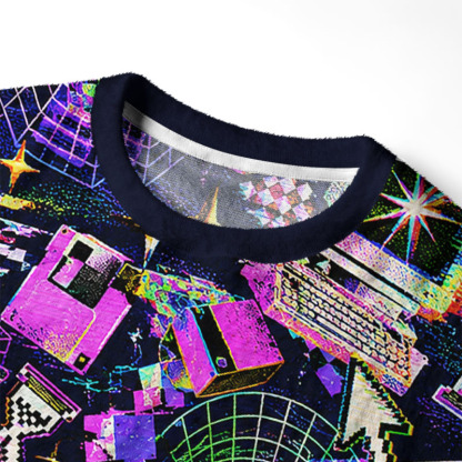 Soulisfree Retro Digital Chaos Fuzzy Crewneck Sweater