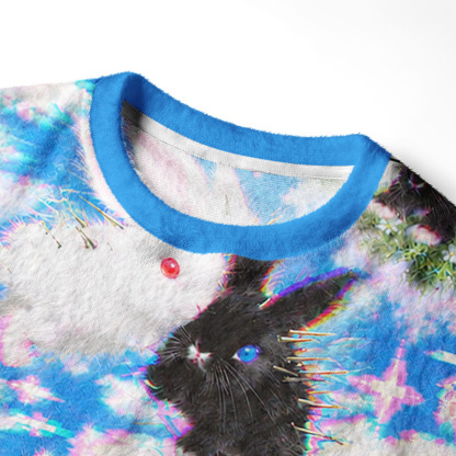 Soulisfree Cyber Bunny Dreamscape Fuzzy Crewneck Sweater