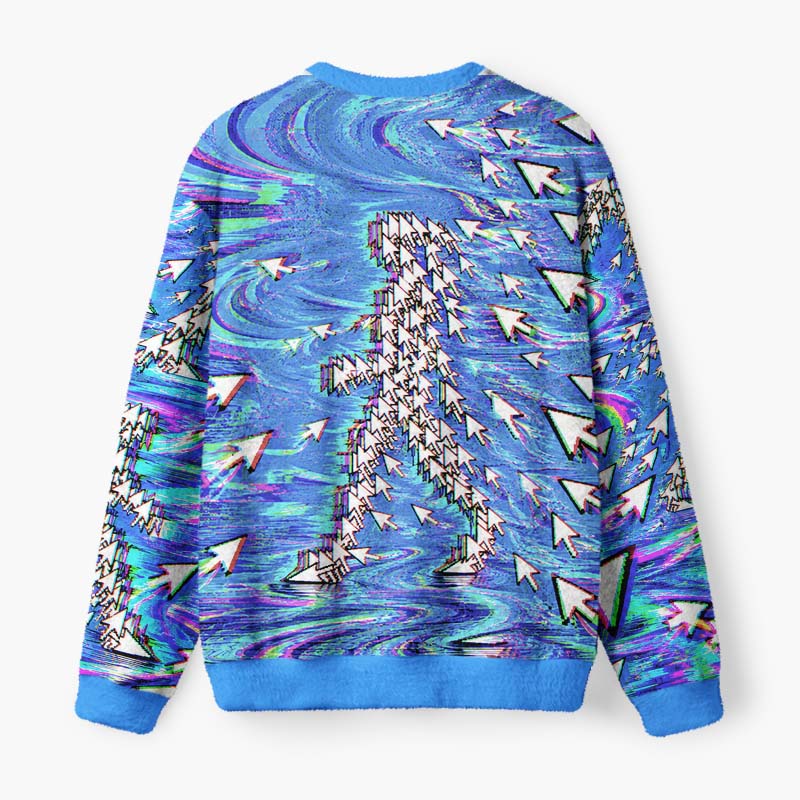 Soulisfree Digital Consciousness Fuzzy Crewneck Sweater