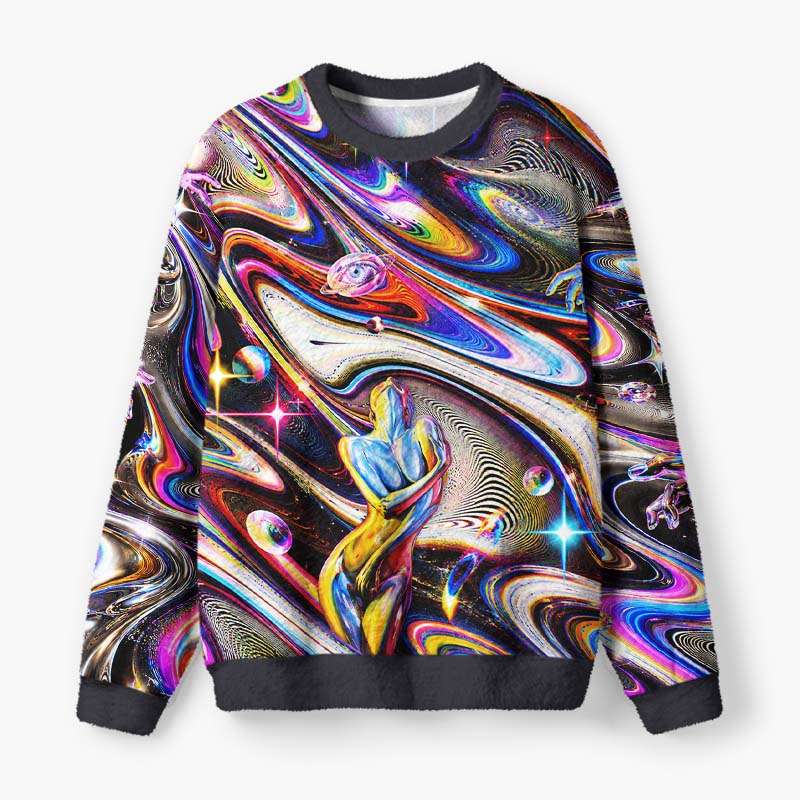 Soulisfree Souls Entwined In The Cosmos Fuzzy Crewneck Sweater