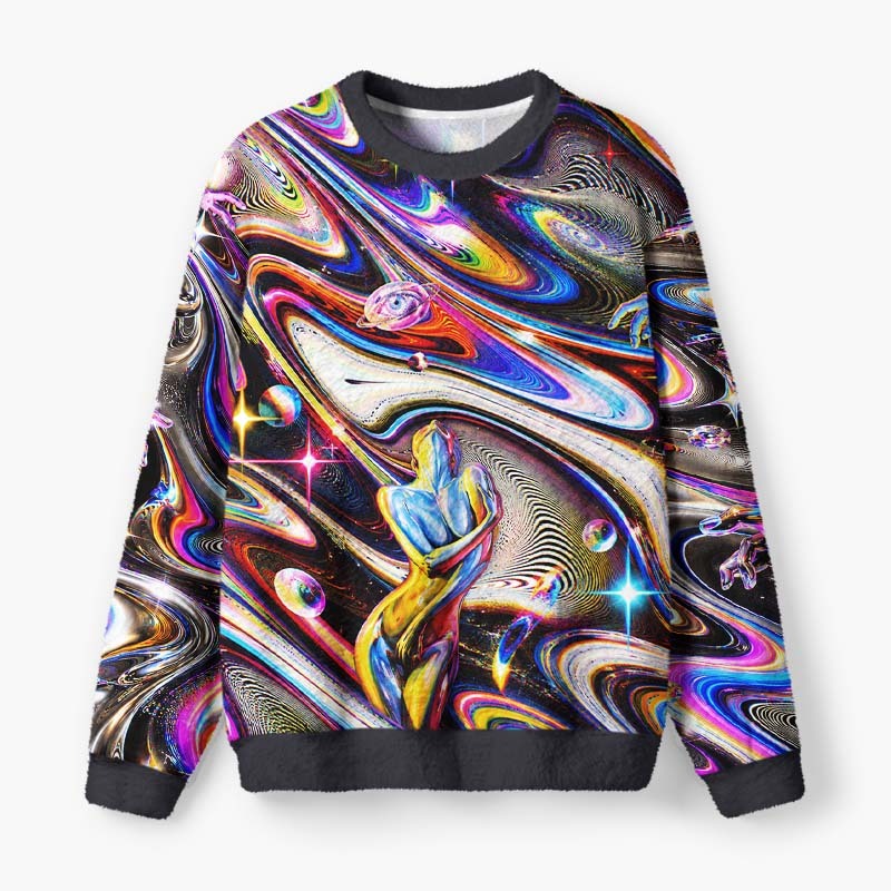 Soulisfree Souls Entwined In The Cosmos Fuzzy Crewneck Sweater
