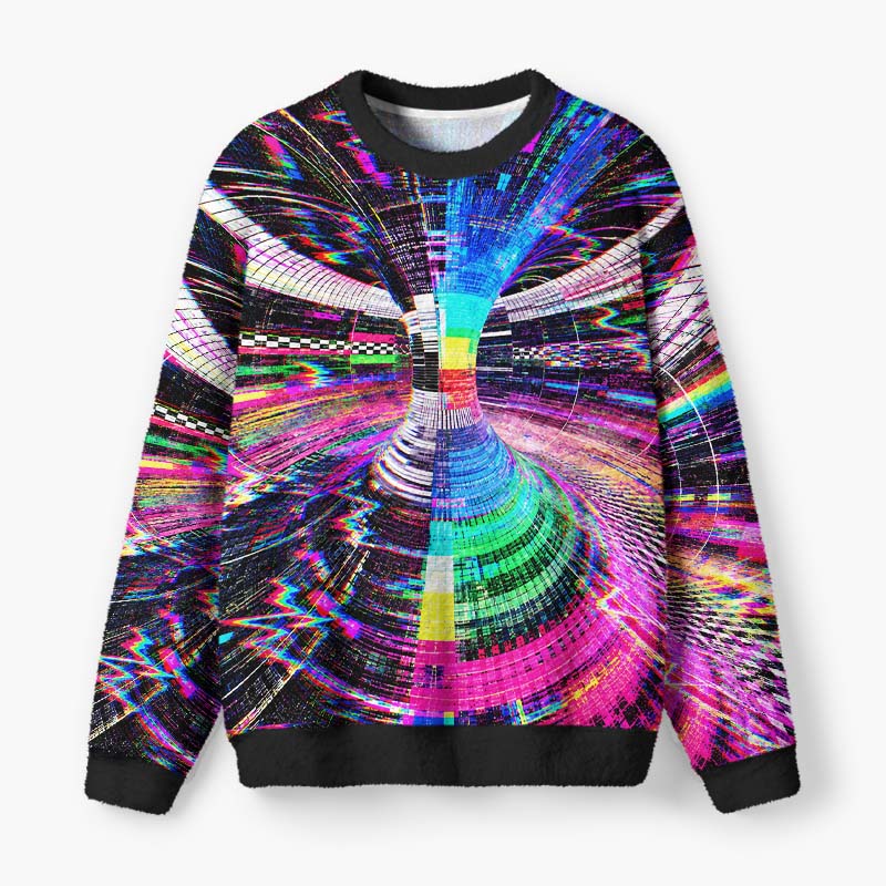 Soulisfree Distorted Digital Dimension Fuzzy Crewneck Sweater
