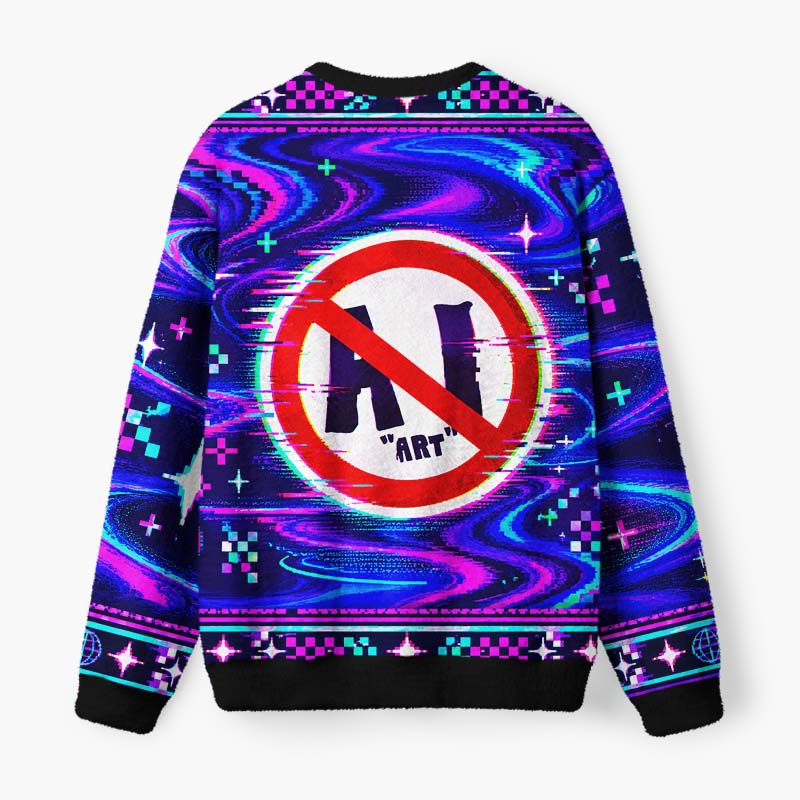 Soulisfree No Rules, Just Art Fuzzy Crewneck Sweater
