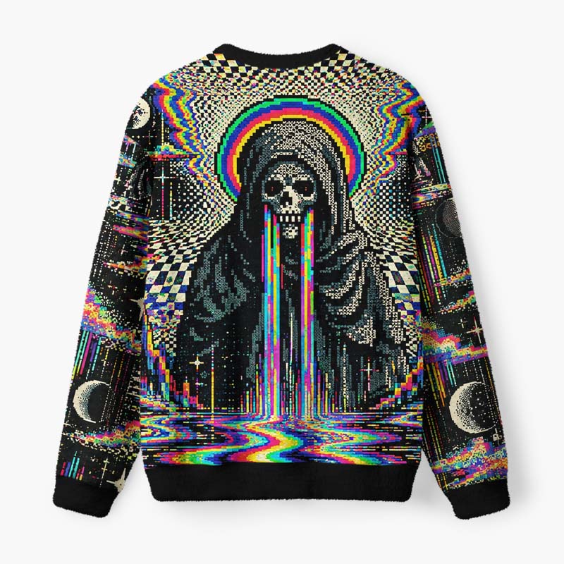 Soulisfree Digital Reaper Fuzzy Crewneck Sweater