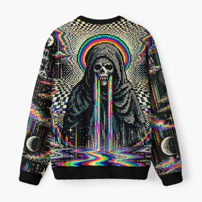 Soulisfree Digital Reaper Fuzzy Crewneck Sweater