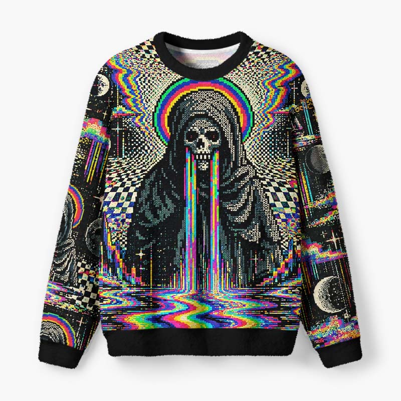 Soulisfree Digital Reaper Fuzzy Crewneck Sweater
