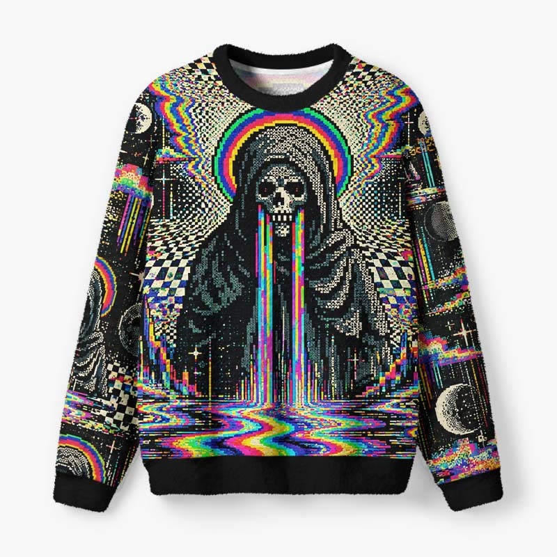 Soulisfree Digital Reaper Fuzzy Crewneck Sweater