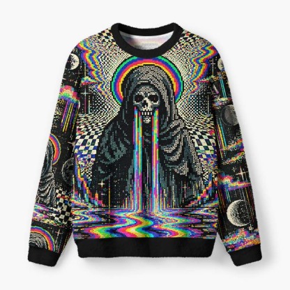 Soulisfree Digital Reaper Fuzzy Crewneck Sweater