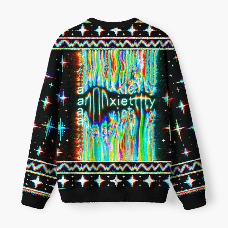 Soulisfree Glitching Emotions Fuzzy Crewneck Sweater