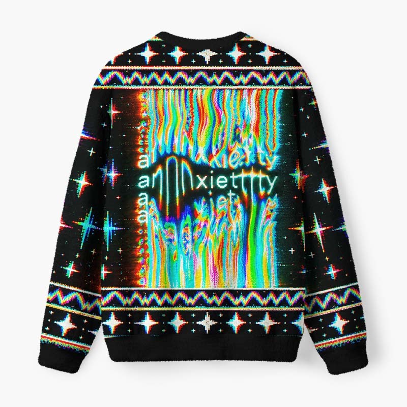 Soulisfree Glitching Emotions Fuzzy Crewneck Sweater