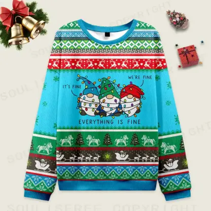 Everything Is Fine Ugly Christmas Knit Sweatshirt