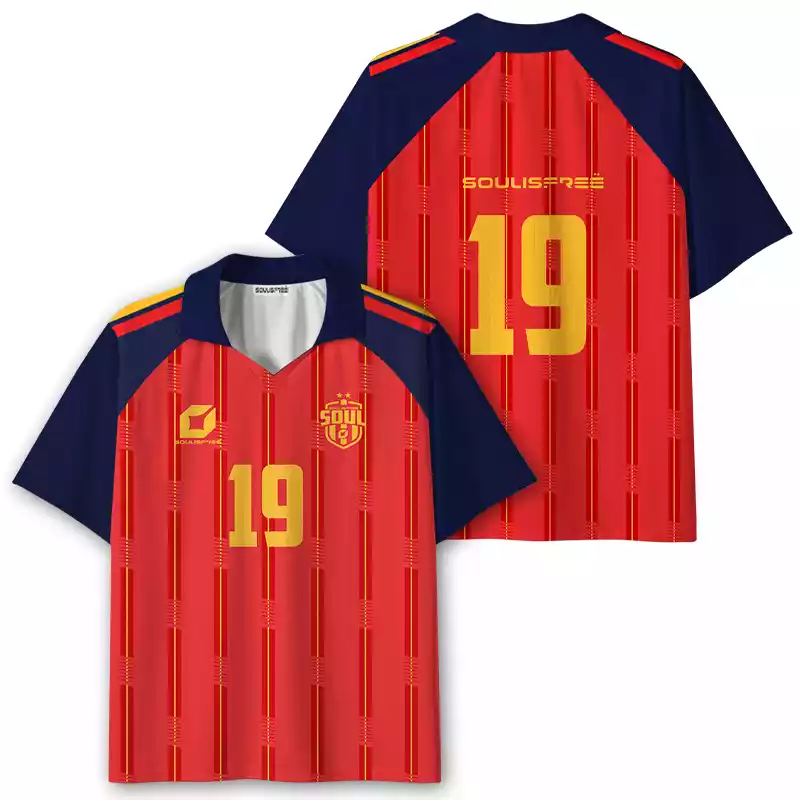 Soulisfree Crimson Force  Collar Polo Jersey