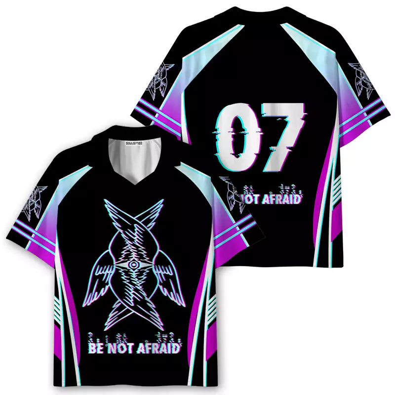 Soulisfree BE NOT AFRAID — Divine Glitch Wings Collar Polo Jersey