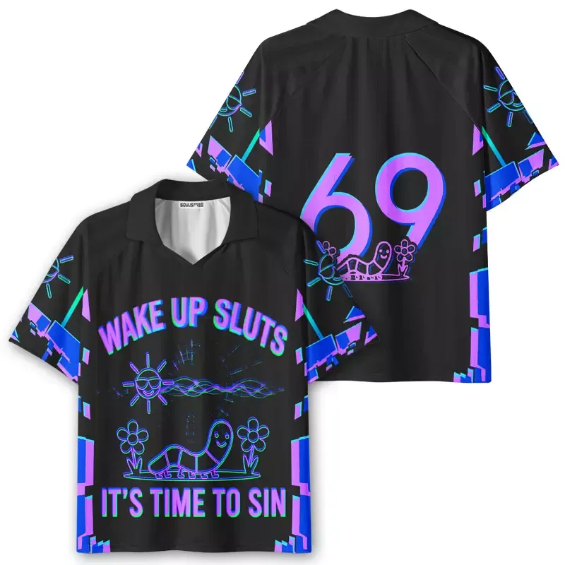 Soulisfree WAKE UP SLUTS IT'S TIME TO SIN Collar Polo Jersey