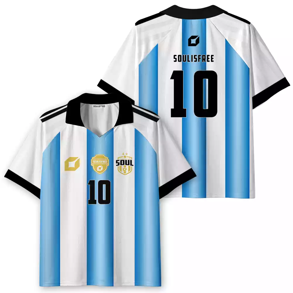 Soulisfree Celestial Stripes Collar Polo Jersey