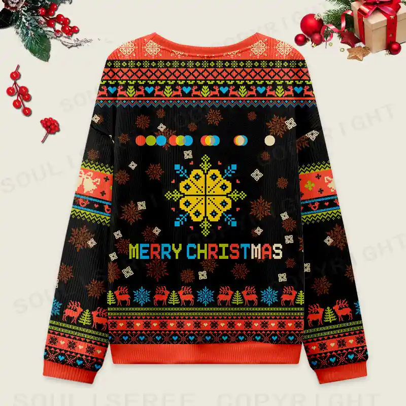 Meditation In Color Ugly Christmas Knit Sweatshirt