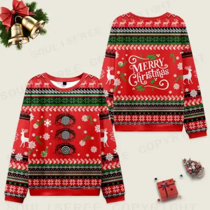 Psychedelic Eye Ugly Christmas Knit Sweatshirt