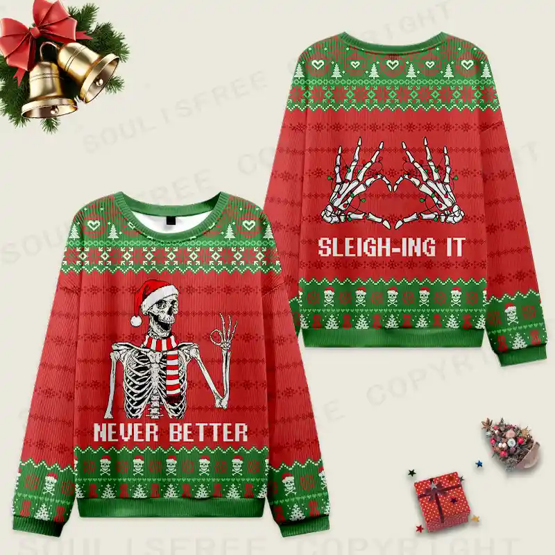 never better Ugly Christmas Knit Sweatshirt