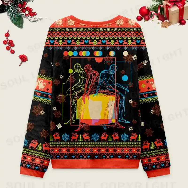 Meditation In Color Ugly Christmas Knit Sweatshirt