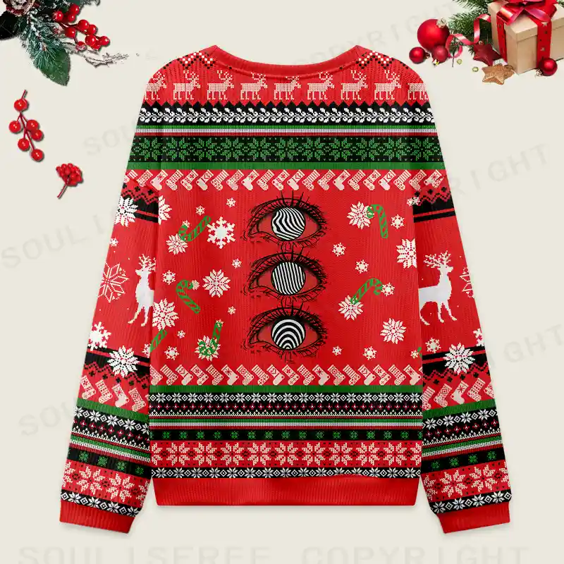 Psychedelic Eye Ugly Christmas Knit Sweatshirt
