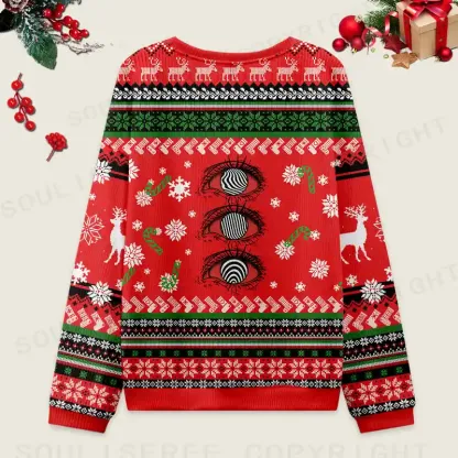 Psychedelic Eye Ugly Christmas Knit Sweatshirt