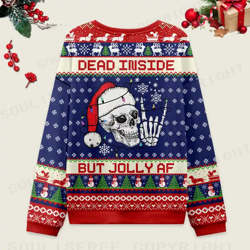 Dead Inside but Jolly AF Ugly Christmas Sweater Ugly Christmas Knit Sweatshirt