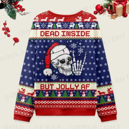Dead Inside but Jolly AF Ugly Christmas Sweater Ugly Christmas Knit Sweatshirt