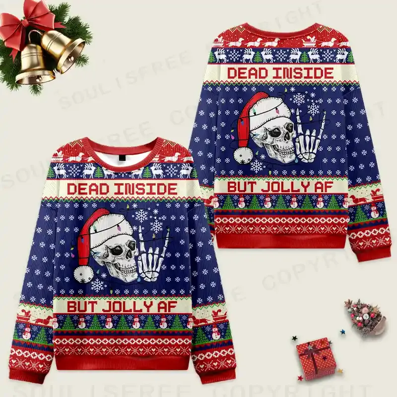Dead Inside but Jolly AF Ugly Christmas Sweater Ugly Christmas Knit Sweatshirt