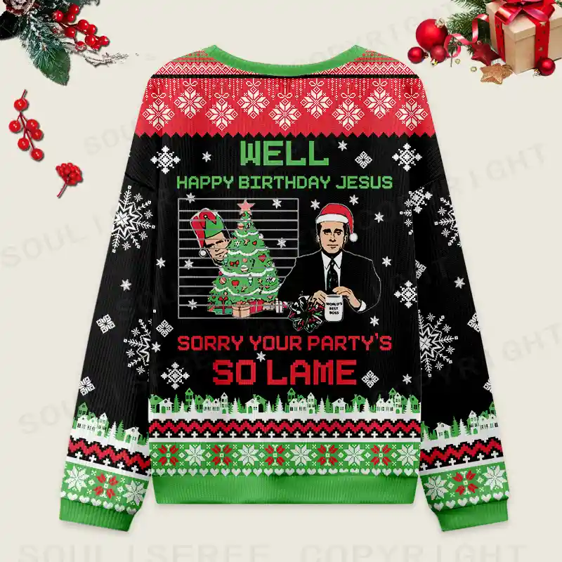 Sorry Your Christmas Party’s So Lame Ugly Christmas Knit Sweatshirt