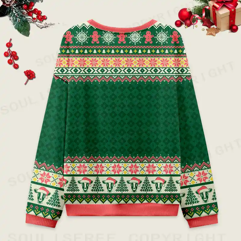 Merry Moo Ugly Christmas Knit Sweatshirt