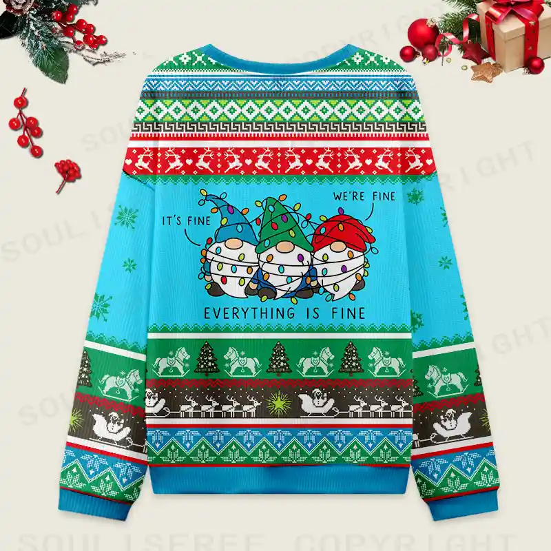 Everything Is Fine Ugly Christmas Knit Sweatshirt