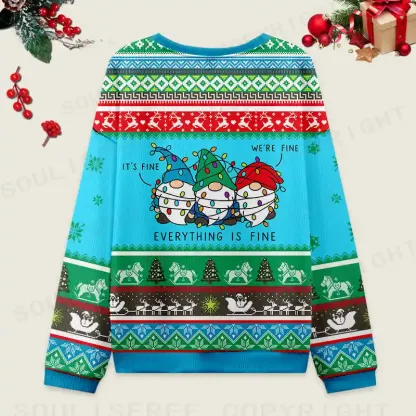 Everything Is Fine Ugly Christmas Knit Sweatshirt