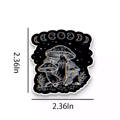 Lunar Phase Mushroom Hologram 1PCS Stickers