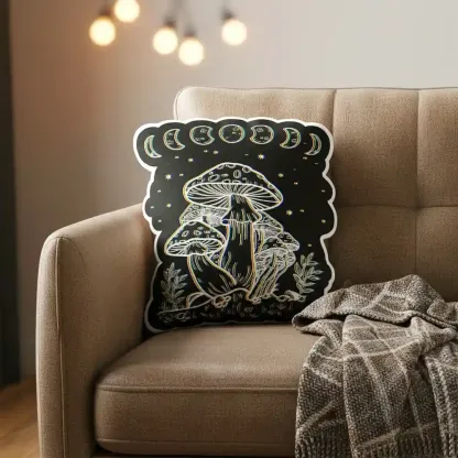 Moonlit Mushrooms Pillow