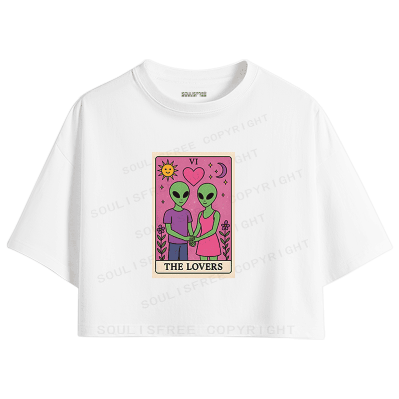 Soulisfree Alien Love Club Artistic  Crop Tee