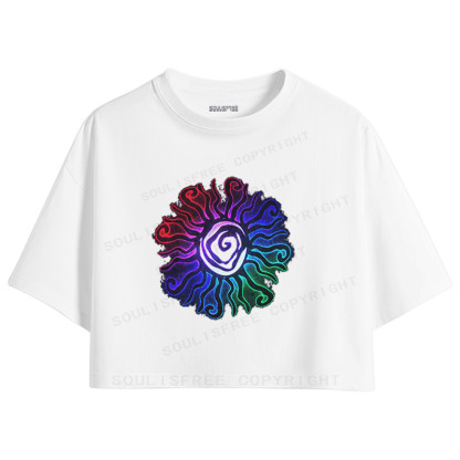 Soulisfree Chromatic Pulse Optic Lines Illusion Crop Tee