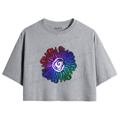 Soulisfree Chromatic Pulse Optic Lines Illusion Crop Tee