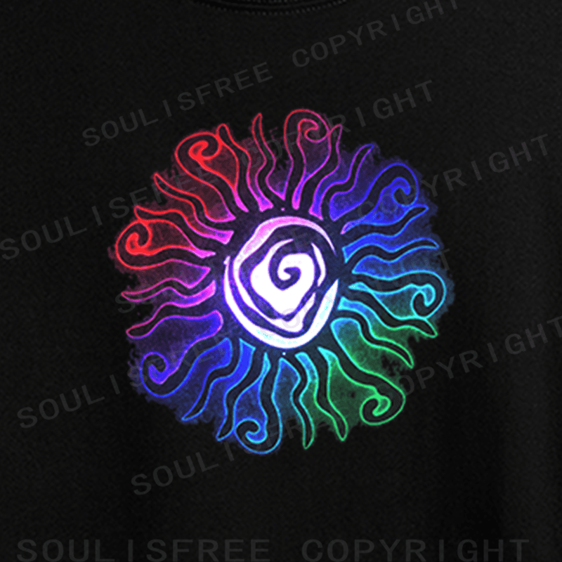 Soulisfree Chromatic Pulse Optic Lines Illusion Crop Tee