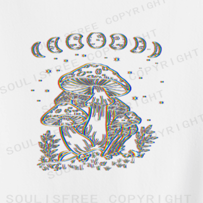 Soulisfree Mushroom and Moon Optic Lines Illusion Crop Tee