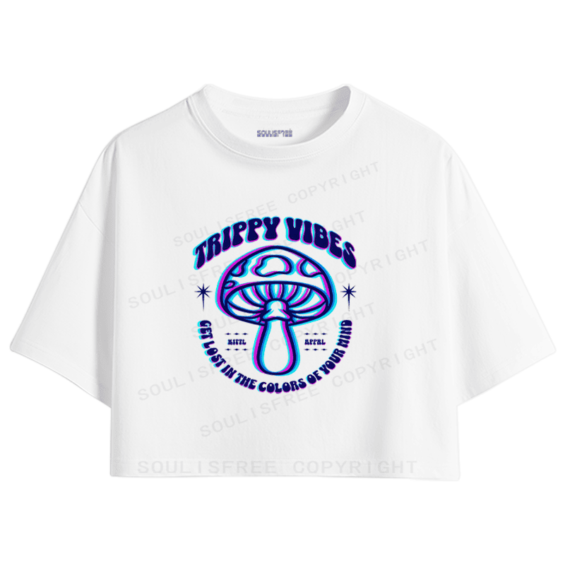 Soulisfree TRIPPY VIBES Mushroom Illusion Crop Tee