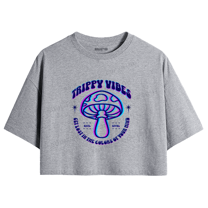 Soulisfree TRIPPY VIBES Mushroom Illusion Crop Tee