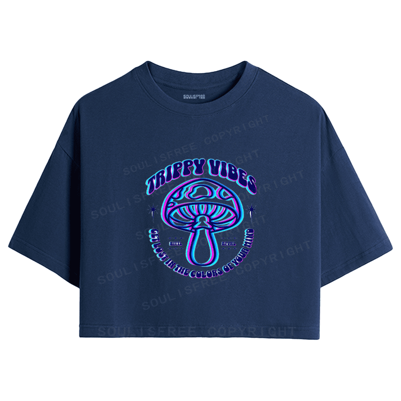 Soulisfree TRIPPY VIBES Mushroom Illusion Crop Tee