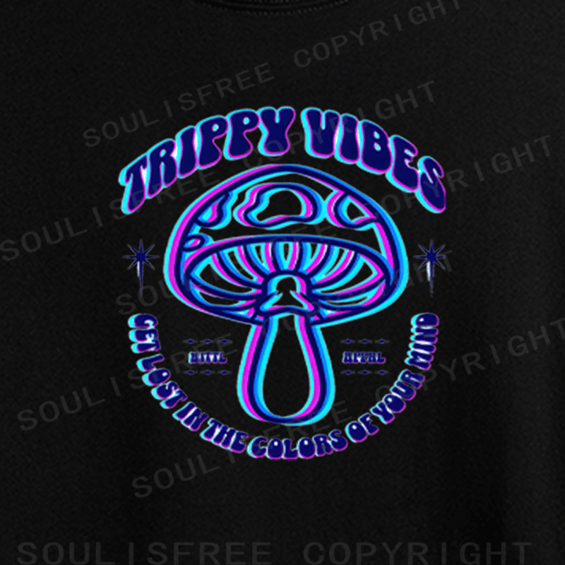 Soulisfree TRIPPY VIBES Mushroom Illusion Crop Tee