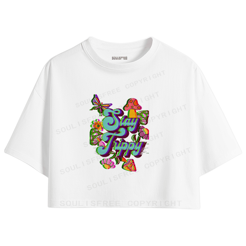 Soulisfree Stay Trippy Garden Illusion Crop Tee