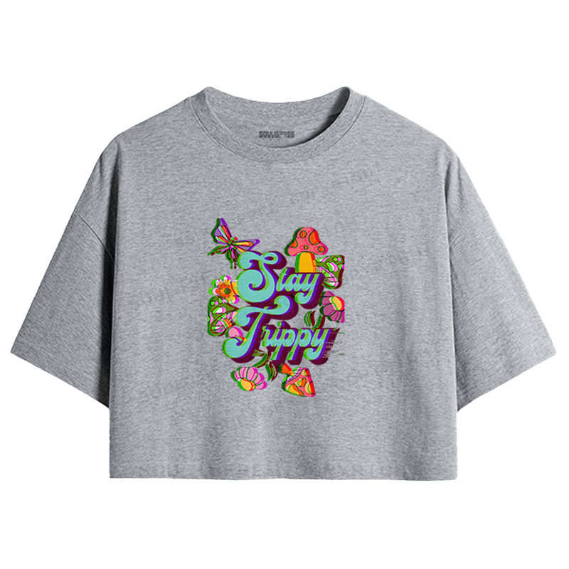Soulisfree Stay Trippy Garden Illusion Crop Tee