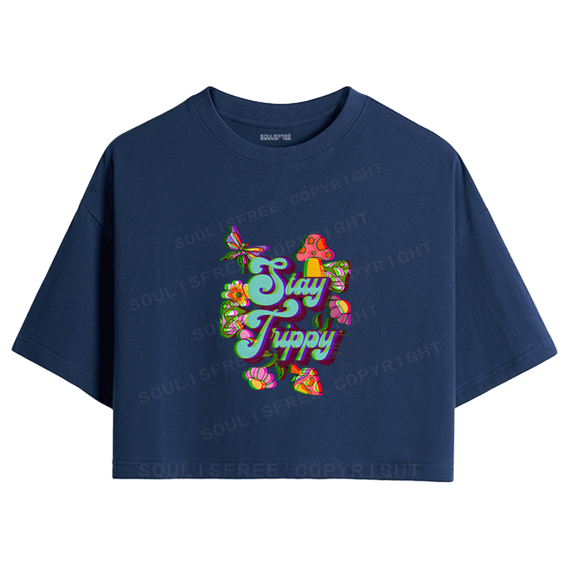 Soulisfree Stay Trippy Garden Illusion Crop Tee