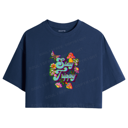 Soulisfree Stay Trippy Garden Illusion Crop Tee