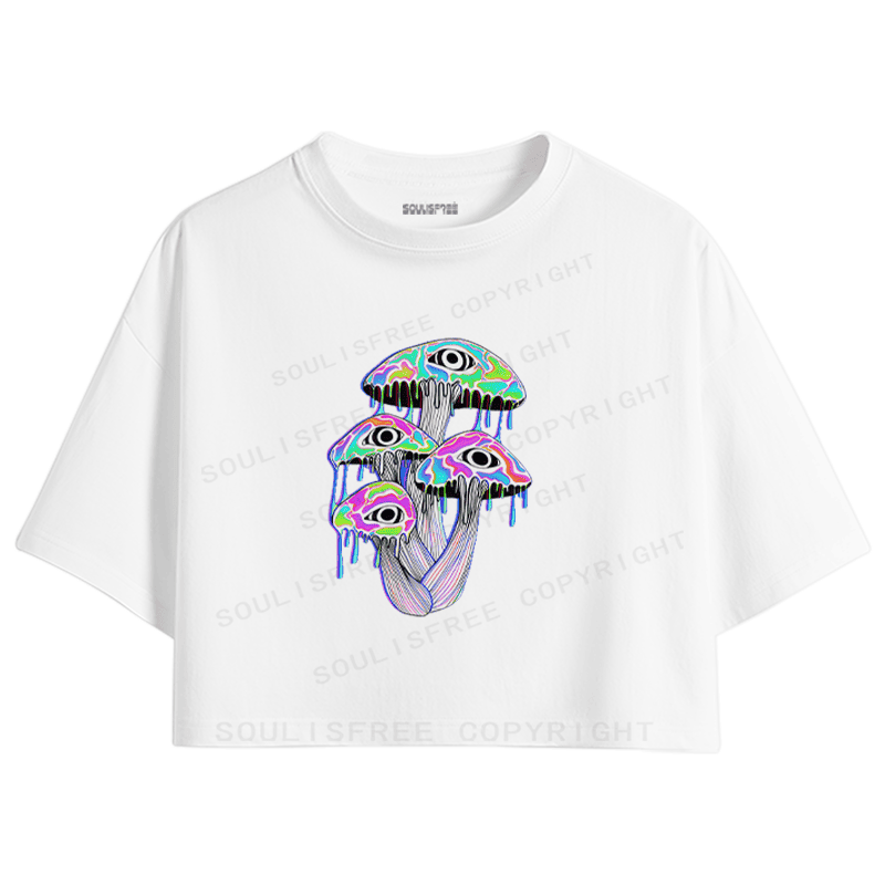 Soulisfree Melting Eye Mushroom Psyche Crop Tee